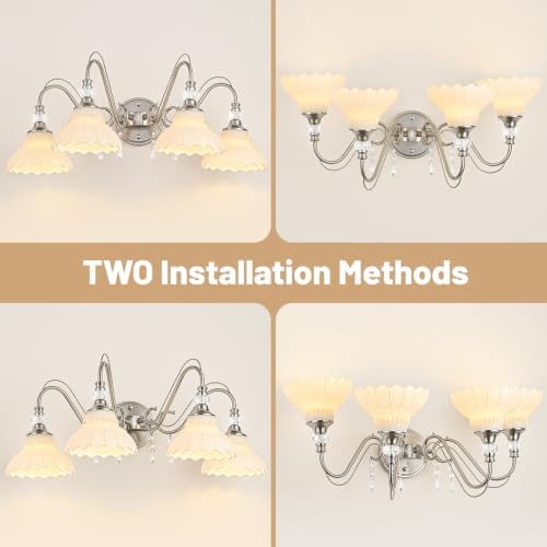 Brushed Nickel Bathroom Vanity Light, 4-Light Nickel Finish Wall Sconce - Image 2