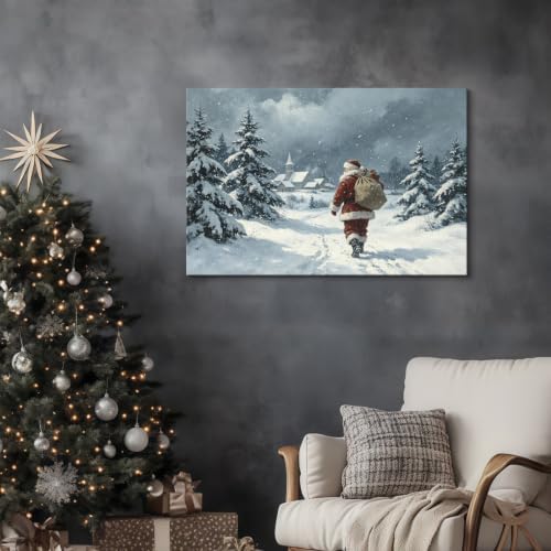 AVANT GARDE CANVAS Christmas Canvas Wall Art, Santa Claus Walking in Snow - Image 3