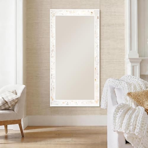 White Framed Bathroom Coastal Mirror 26x40 Inch - Image 4
