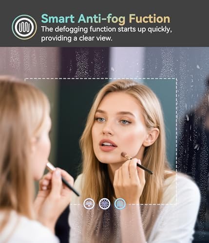 30x22 inches LED Bathroom Mirror Anti Fog Adjustable Brightness RGB Backlit - Image 3