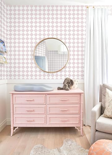 Safiyya Pink Wallpaper Geometric Checkered Peel and Stick Wallpaper Self - Image 6