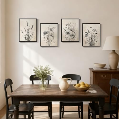 Framed Vintage Rustic Farmhouse Botanical Floral Wall Art, 4 Piece 11x14 In - Image 5