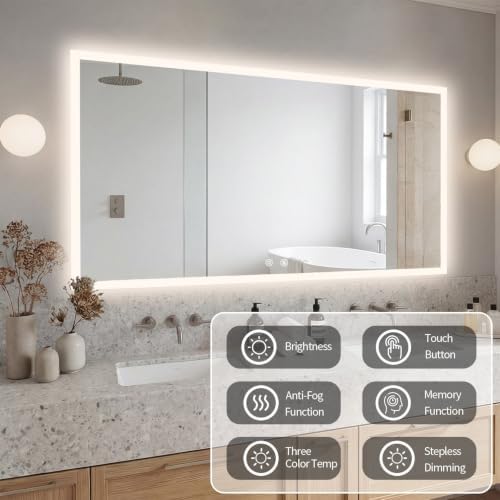 LUVODI Bathroom LED Mirror Backlit: Rectangular Vanity Mirror 40x28 inches - Image 2