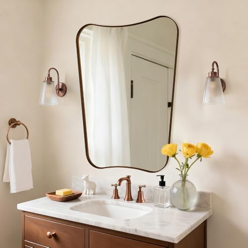 ANDY STAR Brushed Bronze Asymmetrical Mirror, Antique Butterfly-Inspired by ANDYSTAR