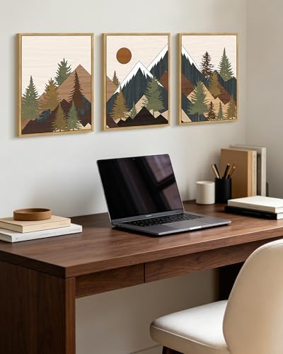 KUVIOKE Landscape Mountain Wall Art Set Sunrise Pine Tree Forest Nature Scenry - Image 2