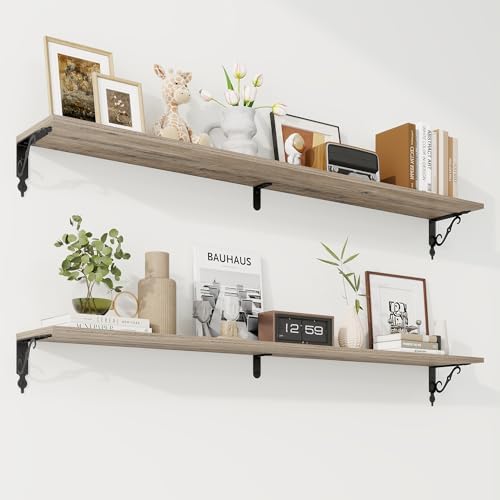 RICHFOCUS Floating Shelves for Wall Decor, 55.1W x 8D Shelves Set of 2 by RICHFOCUS