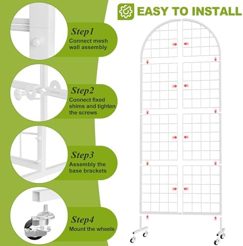 VGMiu Grid Wall Panel 2' x 5.2' FT Metal Grid Display Stand 1PCS White - Image 3