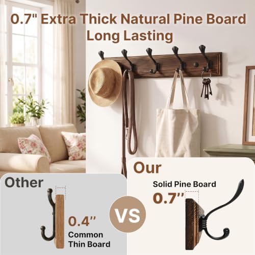 2 Pack Coat Hooks for Wall 16.9 in Wall Mounted Coat Rack - Image 6