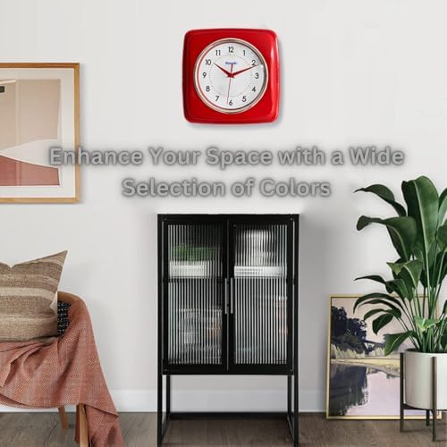 9" Retro Square Wall Clock - Image 4