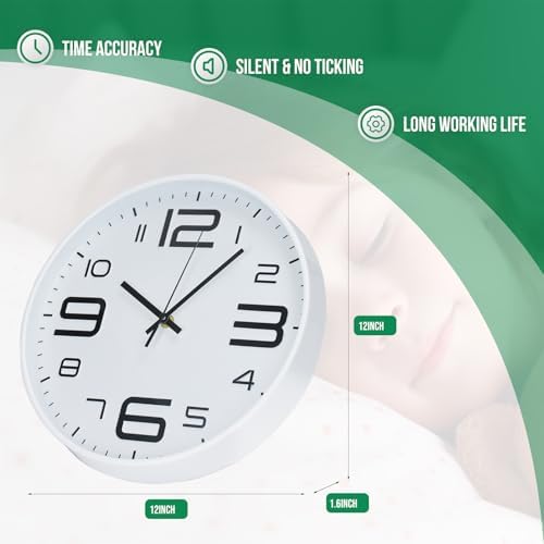 Wall Clock Modern Non-Ticking Battery Operated Wall Clocks Silent Quartz - Image 2