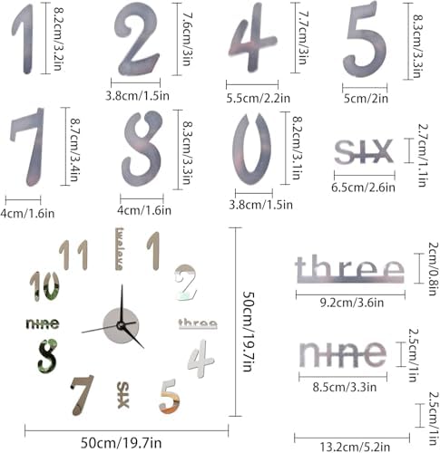 Zoyiancy DIY 3D Mirror Wall Clock Decor, Frameless Adjustable Size - Image 3