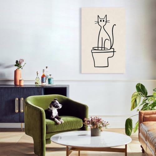 Cat Poster Minimalist Cat Sitting Line Drawing Canvas Wall Art - Image 6