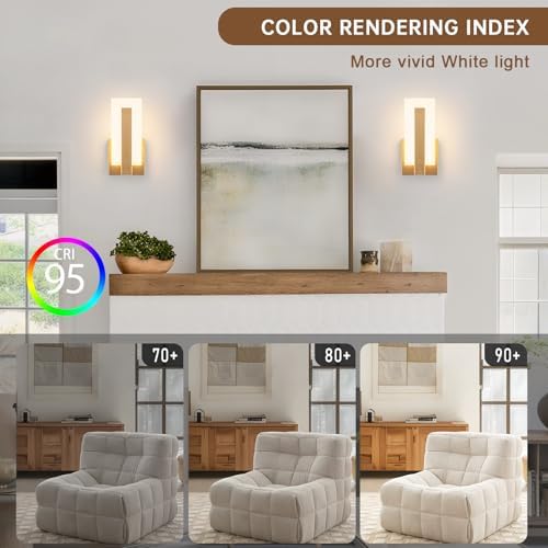 Modern Wall Sconces Set of 2, 3000K Warm White Wall Sconce, Acrylic Gold Wall - Image 4