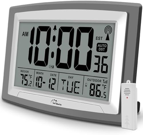 WallarGe Atomic Clock 12.5 Inch Self-Setting Digital Wall Clock by WallarGe