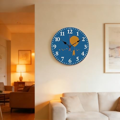 12" Wooden Animal Wall Clock, Silent Non-Ticking Battery Operated - Image 5