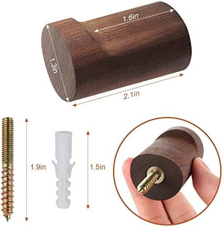 bsdonte 12 Pack Wood Wall Hooks, Natural Wooden Coat Hooks Wall Mounted - Image 5