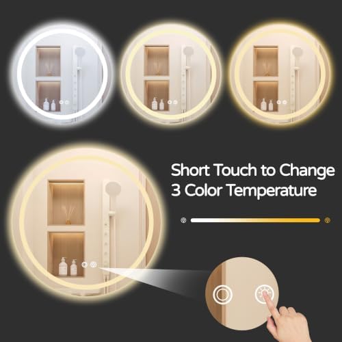28 Inch LED Round Mirror Circle Bathroom Mirror - Image 4