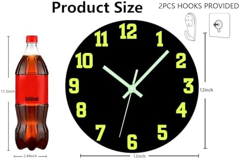 Glow in The Dark Wall Clock, 12 Inch Modern Silent Non Ticking Wall Clocks - Image 3
