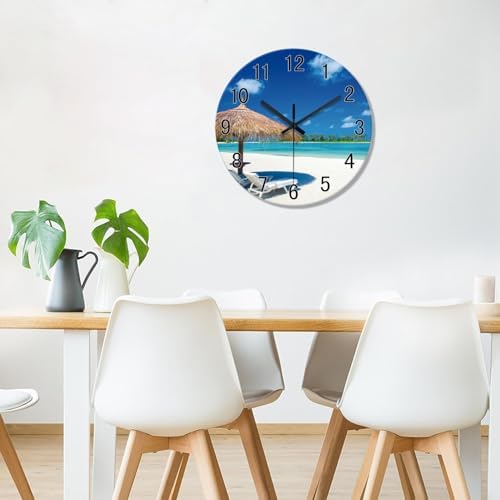XFM Blue Beach Wall Clock 12 Inch Silent - Image 4