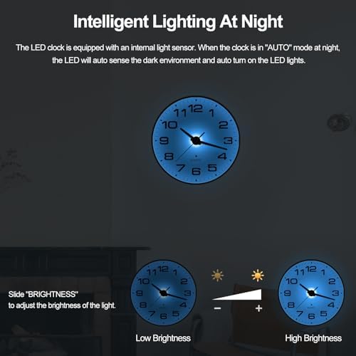 JoFomp Lighted Wall Clocks Battery Operated, 10 Inch Wall Clock - Image 4