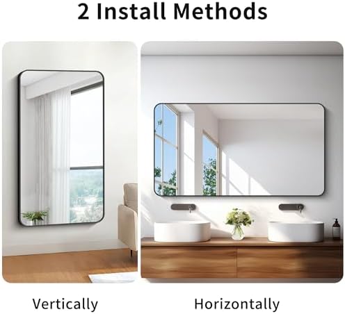 BONEWEI 30x55 inch Bathroom Mirror, Wall Mounted Bathroom Frame Vanity Mirror - Image 6