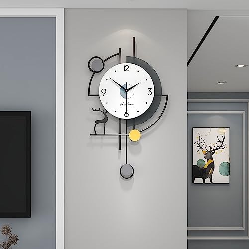 FLEBLE Large Wall Clocks for Living Room Decor Modern Pendulum Clock Silent by DecorationWallClock