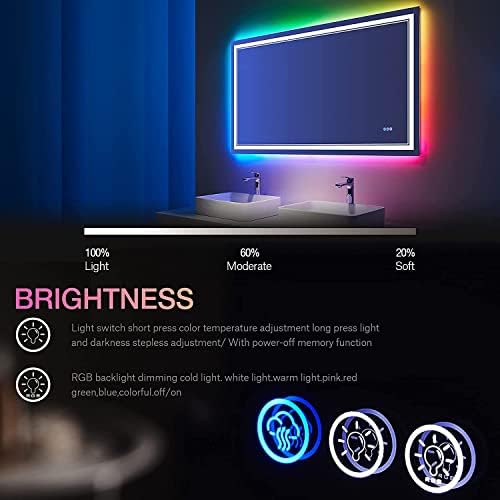 40x32 Inch RGB LED Bathroom Mirror - Image 6