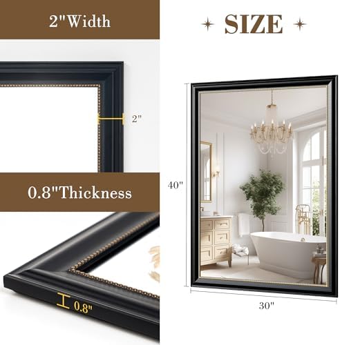 Axeman 30x40 Rectangular Wall Mirror, Decorative Bathroom Mirror, Traditional - Image 5