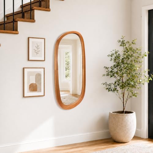 Saliwa Irregular Wall Mirror Full Length, 47.6" x 21.5" Wood Floor Length Mirror - Image 5