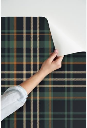 Spoonflower Autumn Plaid Dark Peel and Stick Wallpaper - Image 3