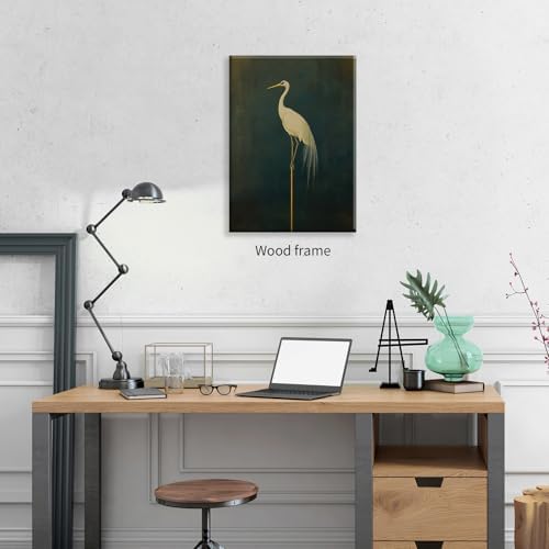 Framed Canvas Wall Art Posters Vintage Bird Prints Japanese Crane Retro Asian - Image 5
