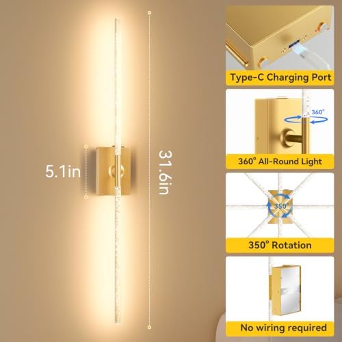 Battery Operated Wall Sconces Set of 2 - Image 5