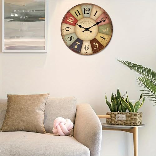Farmhouse Wood Silent Wall Clocks Battery Operated 16 Inch - Image 2