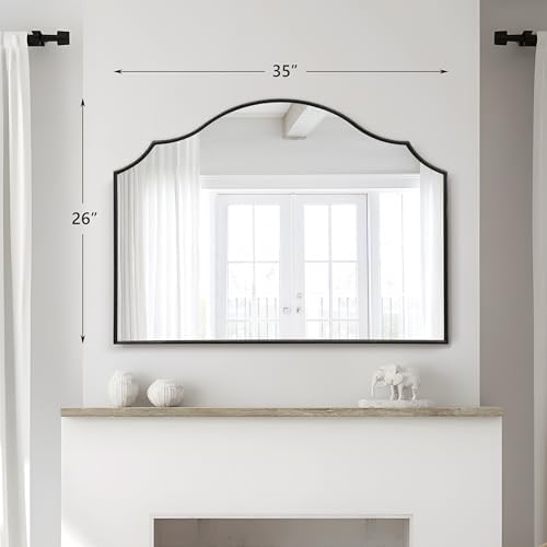 Besdomus Black Scalloped Dresser Mirror: 35"x26" Wooden Bathroom Mirror - Image 4