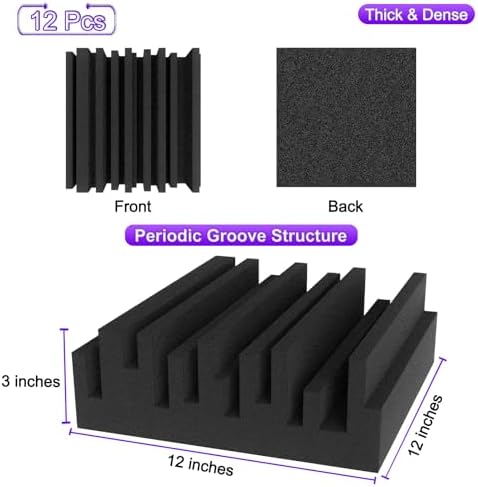 TroyStudio Thick Acoustic Foam Panels, Dense Soundproof Padding Tile, Recording - Image 2