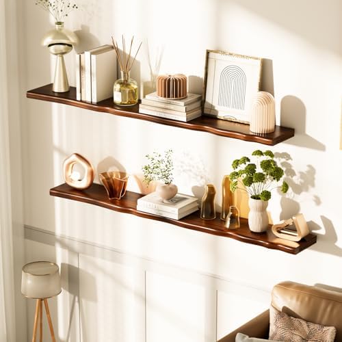 Organic Wavy Edge Floating Shelves, Hidden Brackets, 1 Pack 55 in - Image 2
