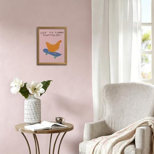 Framed Funny Animal Wall Art Whimsical Skateboard Chicken art Decor - Image 3