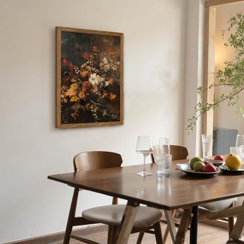 AVECCO Vintage Dark Botanical Floral Wall Art Canvas Framed 16x24 inch - Image 5