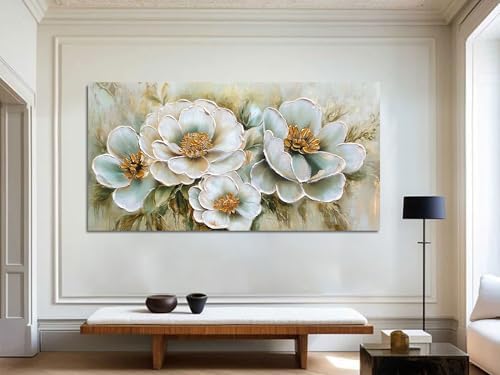 Arjun Flower Wall Art CanvasTextured Floral Framed Extra Large 58"x29" - Image 6