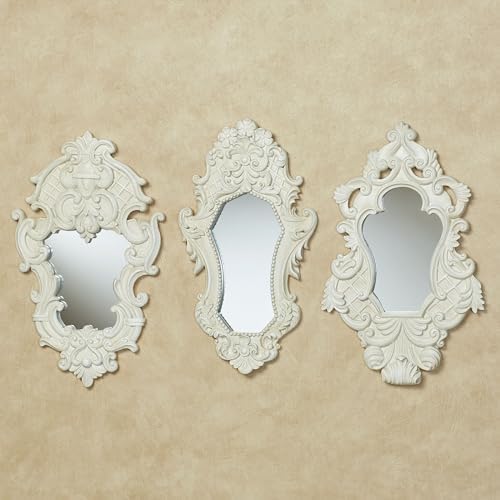 Lattice Scroll Antique White Traditional Classic Wall Mirrors | Set of Three | - Image 2