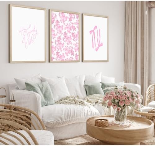 Pink Bow Floral Wall Art Preppy Canvas Room Decor How Lucky Are We Wall Art - Image 3