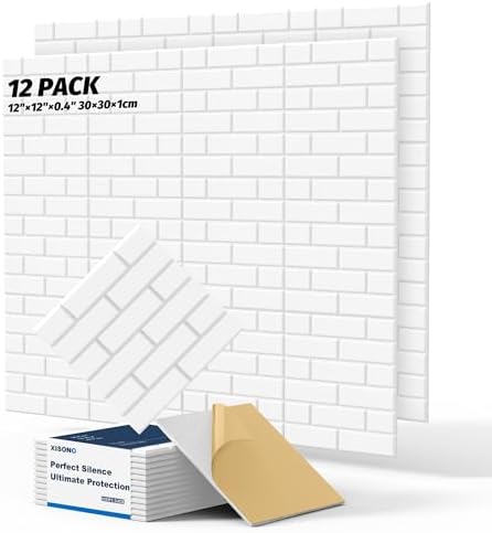 12Pack wall panels, 3D Brick Pattern Sound Proof Panels by Xisono