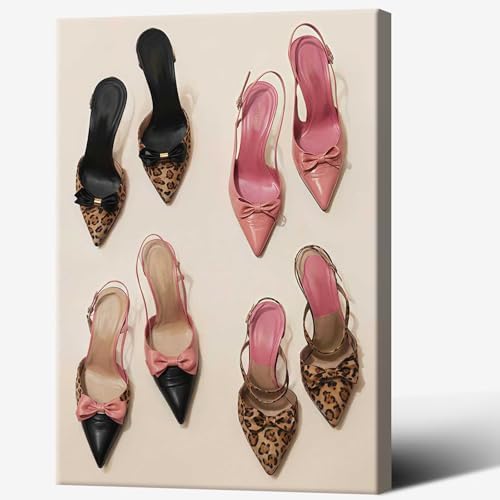 Pink Heel Leopard Posters Trendy Bow Leopard Heels Canvas Wall Art Coquettish by Unknown