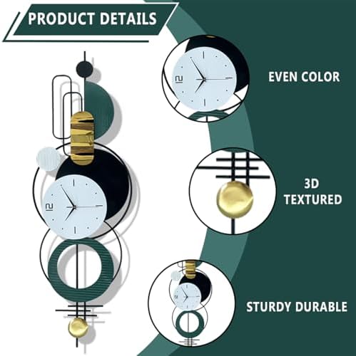59"Oversized Wall Clock for Living Room, Large Modern Metal Wall Art - Image 5