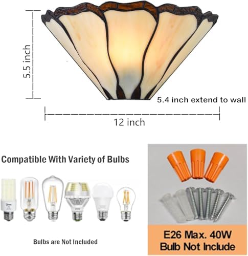 DEYNITE Tiffany Wall Sconce 1-Light Stained Glass Wall Light Fixture - Image 5