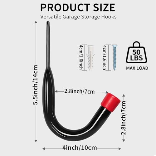 Wall Mount Garage Storage Hooks, Heavy Duty Steel Storage Hook Great - Image 2