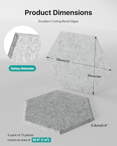 Soundsbay Hexagon Acoustic Panels, Self-Adhesive 18 Pack Sound Panels - Image 5