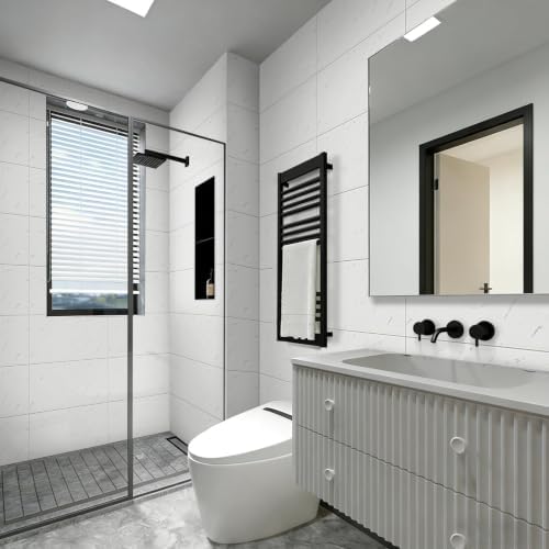 20Pcs Off White Marble Wall Panels 23.6"X11.8" PVC Waterproof Tiles Peel and - Image 2