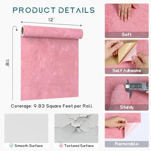 VEELIKE Bubblegum Pink Self Adhesive Crushed Velvet Fabric Roll - Image 7