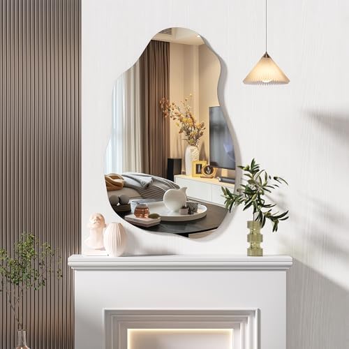 Hasipu 31"x20" Irregular Wall Mirror Frameless Asymmetrical Mirror by Whatssuitableisthebest